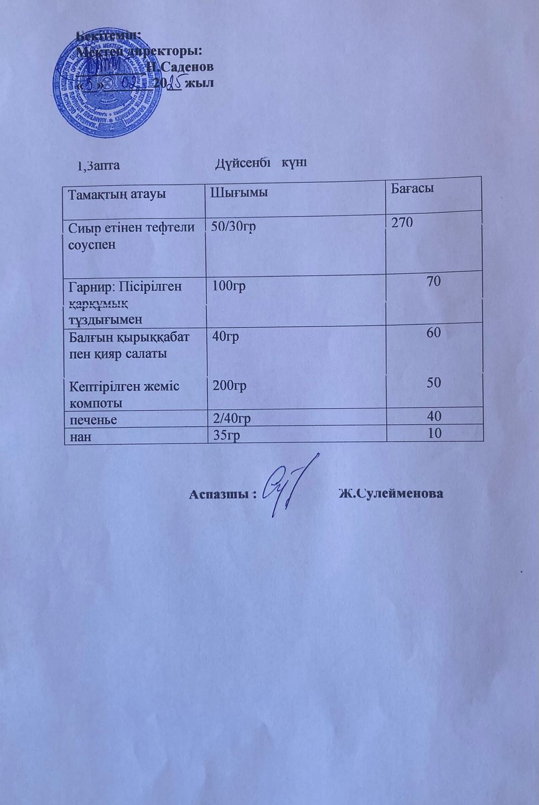 Ас мәзірі