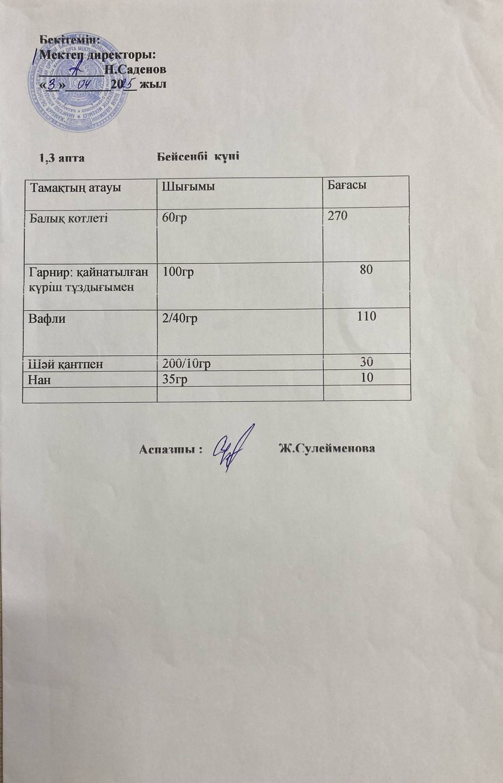 Ас мәзірі