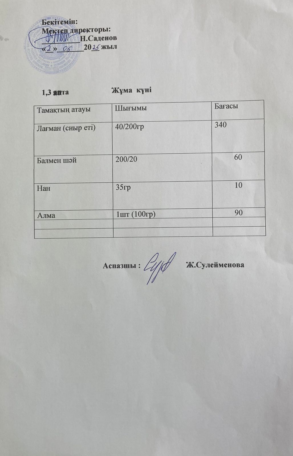 Ас мәзірі